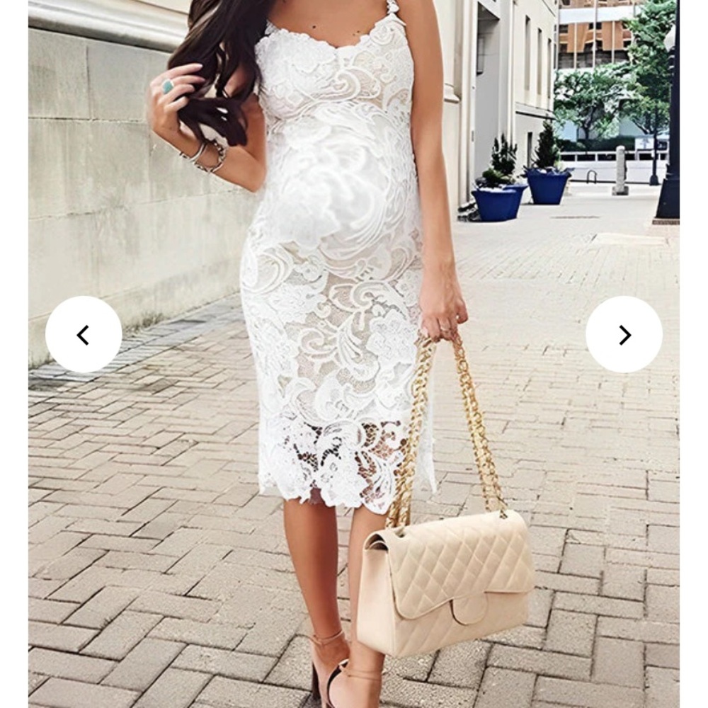 Chic White Lace Midi Dress